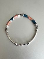Vintage 925er Silber Armband mit Emaille: 19cm
