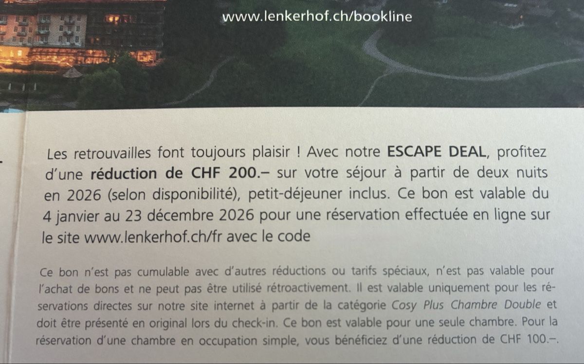 Buoni: Bon 200 CHF Lenkerhof Gourmet Spa Resort – Nuovo (secondo la descrizione) da Neyruz FR venduto da Shcc17 2