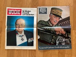 2 Sonderausgaben zum Tode von Churchill und General Guisan