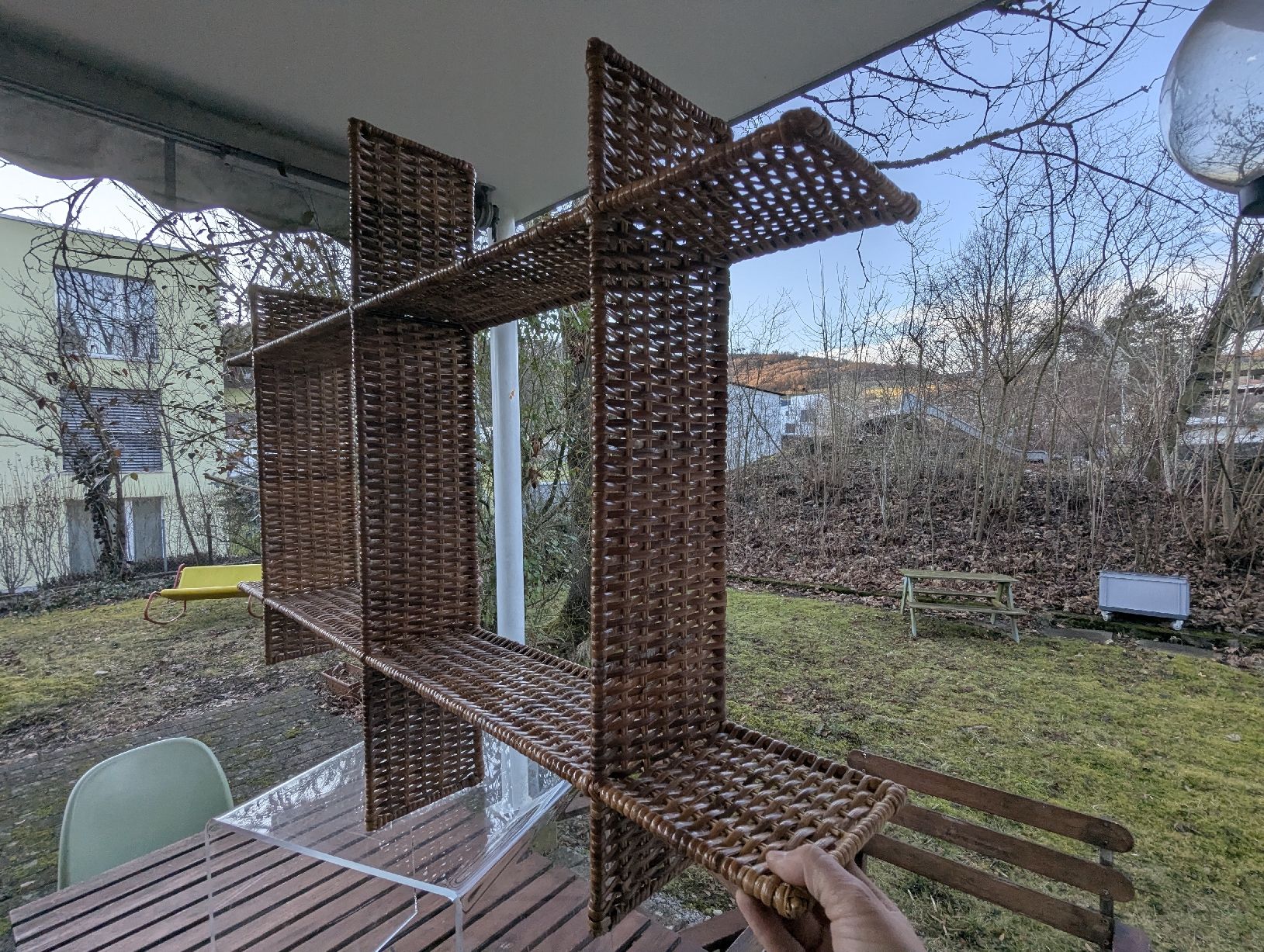 Scaffali: Vintage 70s Rattan Grid Wall Shelf - Large – Usato da Erlinsbach SO venduto da Meytalien 6