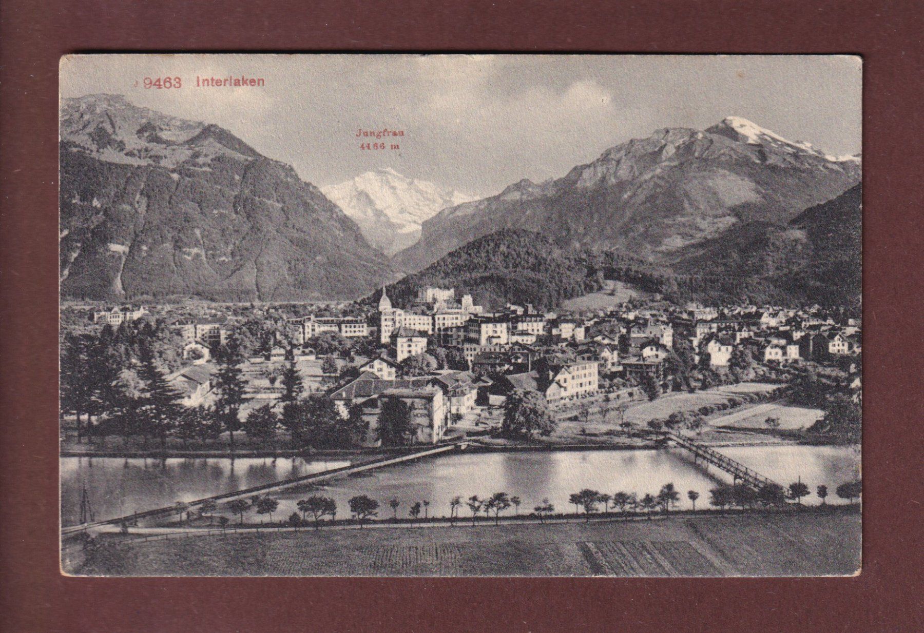 Cartoline postali: INTERLAKEN - Jungfrau - 1910 – Usato da Pully venduto da nicecards