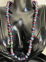 Collier vintage multicolore en verre, parfait pour l'été