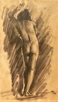 Akt Nu Nudo Nude Weiblicher stehender Rückenakt monogr.