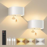 Akku Wandleuchte LED mit Bewegungsmelder 2er Set Weiss