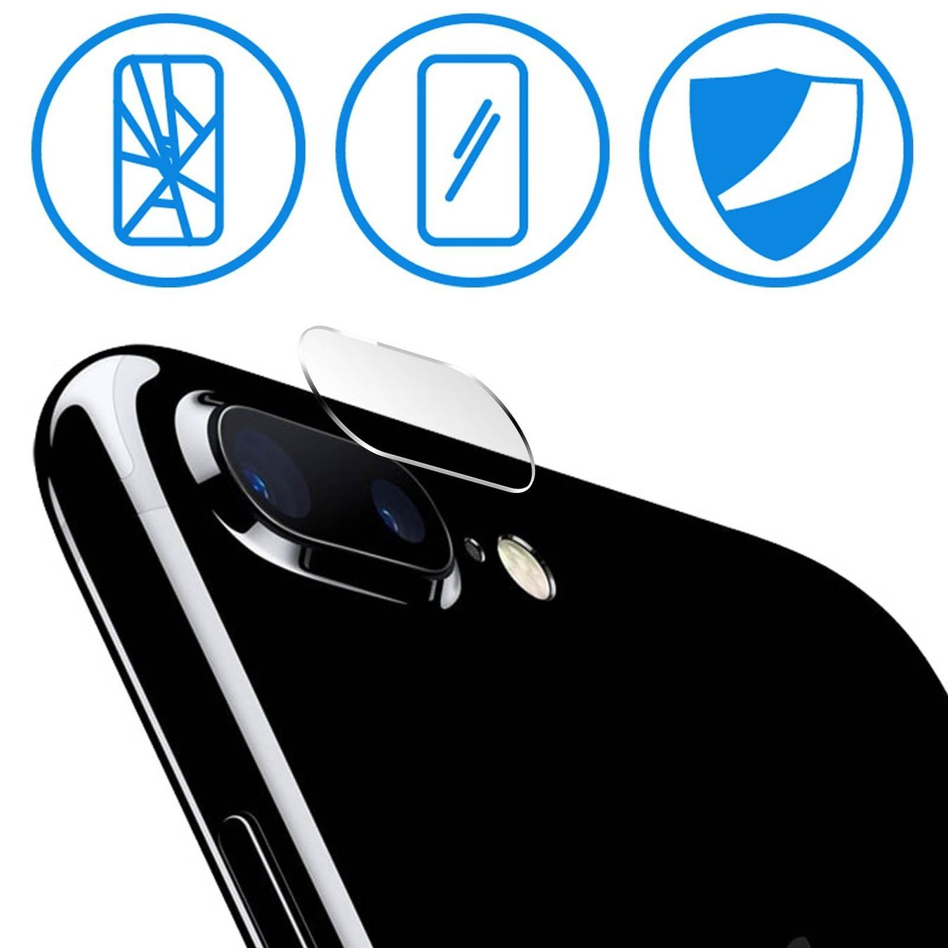 Bicchieri: IPHONE 8 PLUS / 7PLUS - PROTECTION CAMÉRA en verre souple – Nuovo e nell'imballaggio originale da Morges venduto da DA-mobile 3