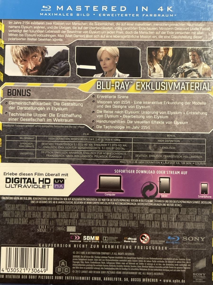 Tous les DVDs: Elysium (2013) – Neuf (Voir description) à Waldenburg par Gonzo8 1