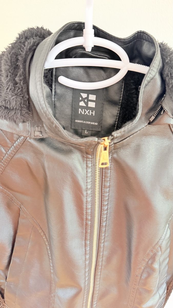 Giacche: Kunstlederjacke mit Kapuze Schwarz Grösse L – Usato da Jonen venduto da BMWE369 3
