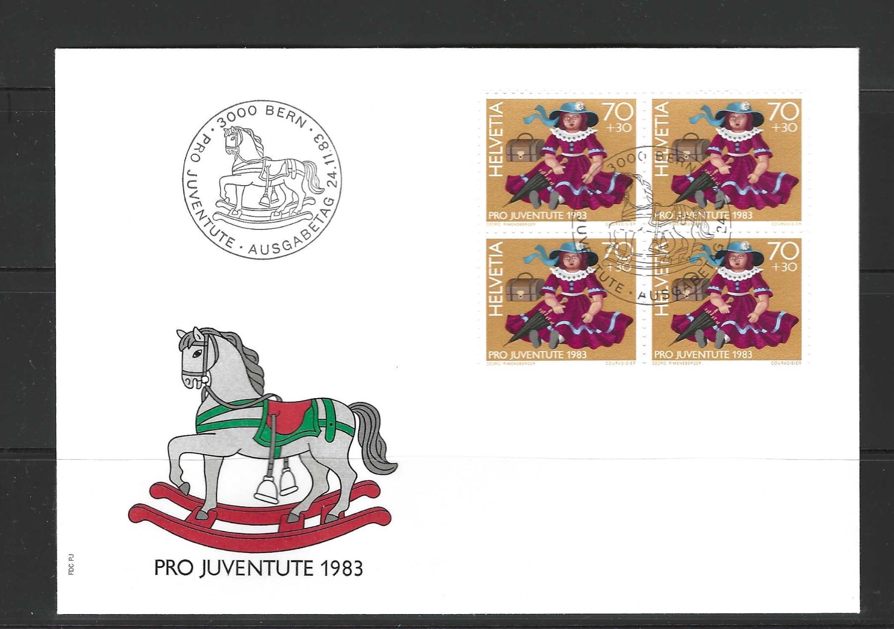 Tutti i francobolli: FDC Pro Juventute  Viererblock 1983 – Usato da Koblenz venduto da Markenhimmel