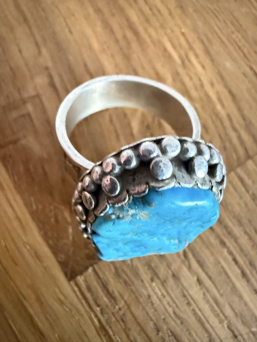 Bagues: Riesiger Silberring mit Türkis Stein.  – D'occasion à Goldach par Messerguru 2