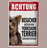 🔥 YORKSHIRE TERRIER ACHTUNG Blechschild 🎀 12x18cm OVP 🔥