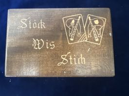 Jass-Tafel Meho in Holzbox mit Zubehör gebrauchter Zustand