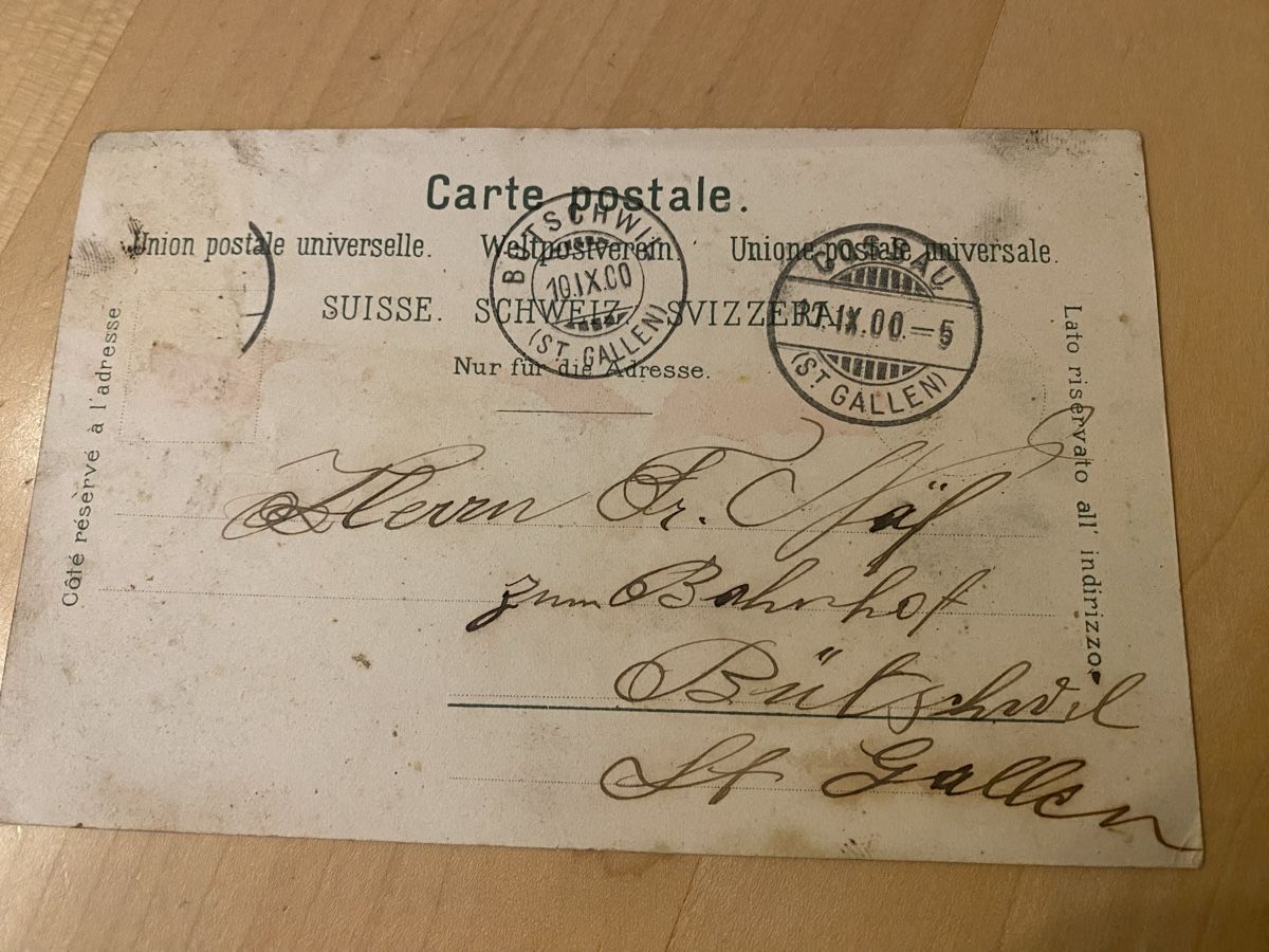 Cartoline postali: Schöne Ak von Gossau Litho 1900 – Usato da Mosnang venduto da Goldwasser 1