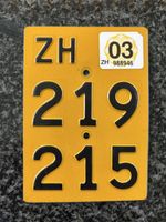 Mofanummer Nummernschild Mofa Töffli Zürich ZH 219 215