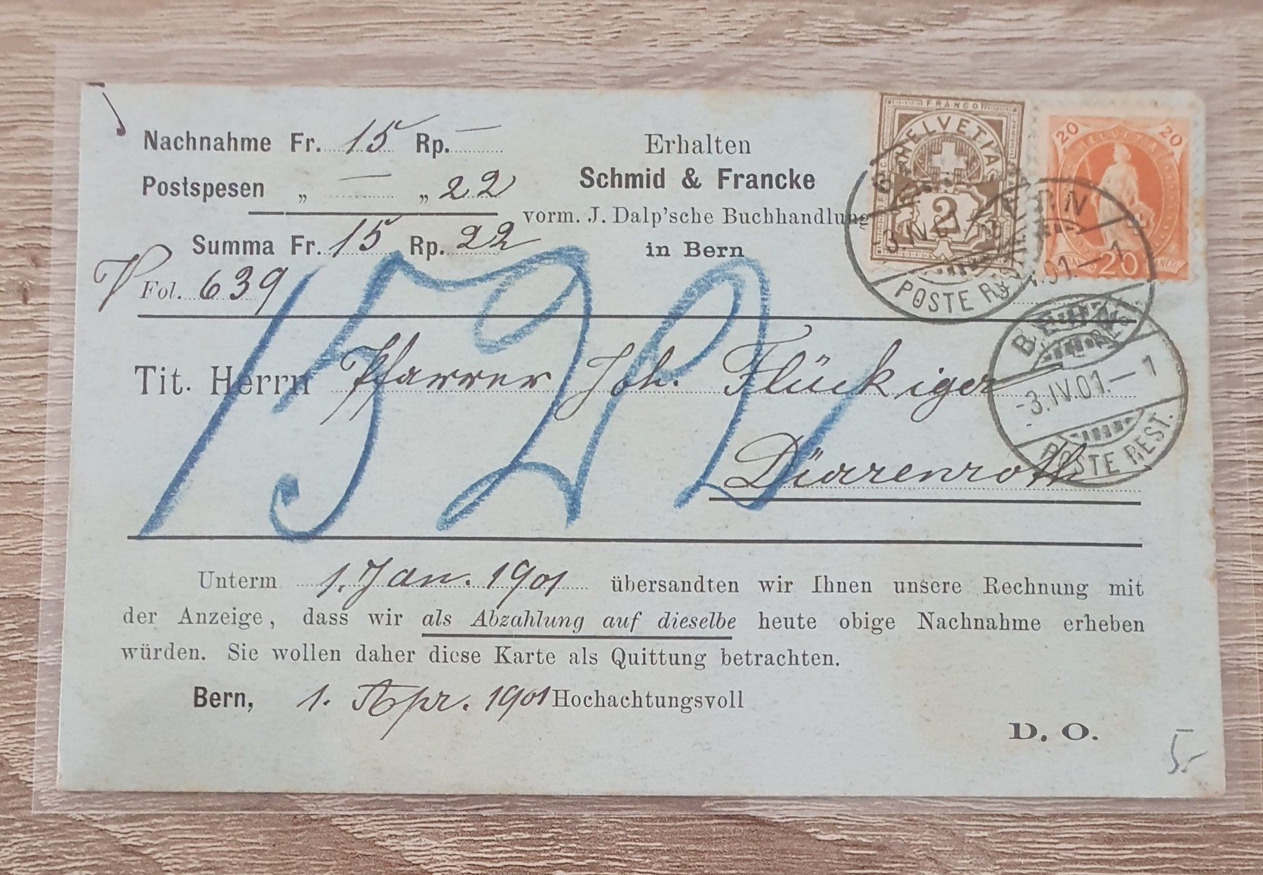 Tutti i francobolli: 22Rp Frankatur 1901 – Usato da Balgach venduto da SIMEON27