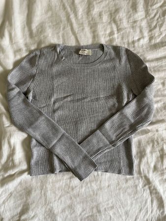 Pull&Bear Pull fin gris côtelé, taille M