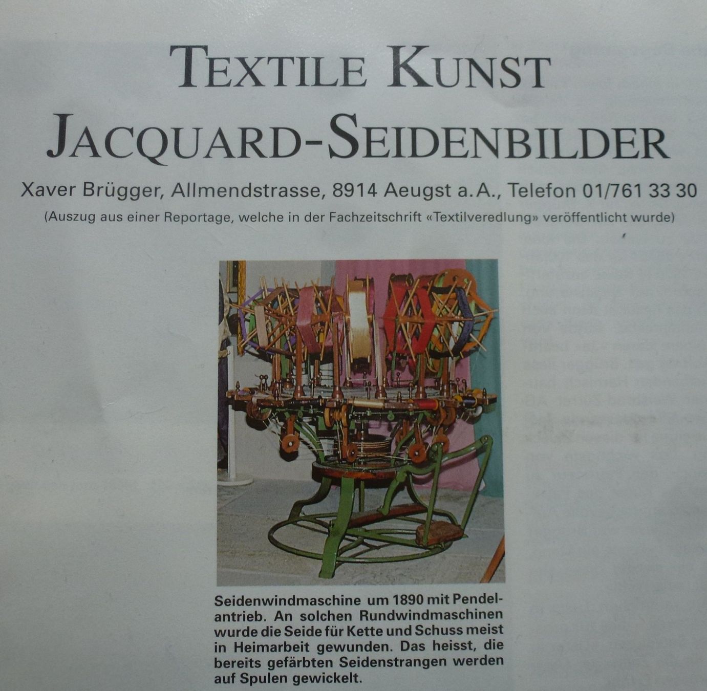 Foto & Immagini: Wunderschönes Jacquard Seidenbild von Xaver Brügger – Usato da Walkringen venduto da Casablanca777 6