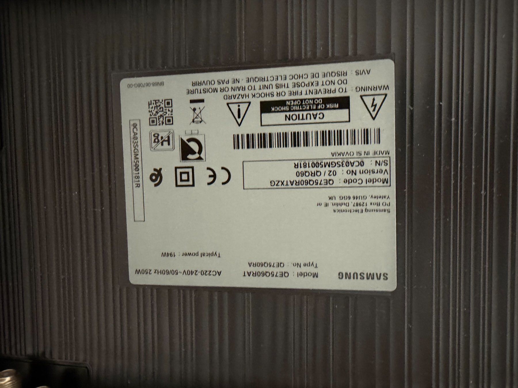 Samsung Televisori: Samsung QE75Q60R – Usato da Wauwil venduto da JanBid 2