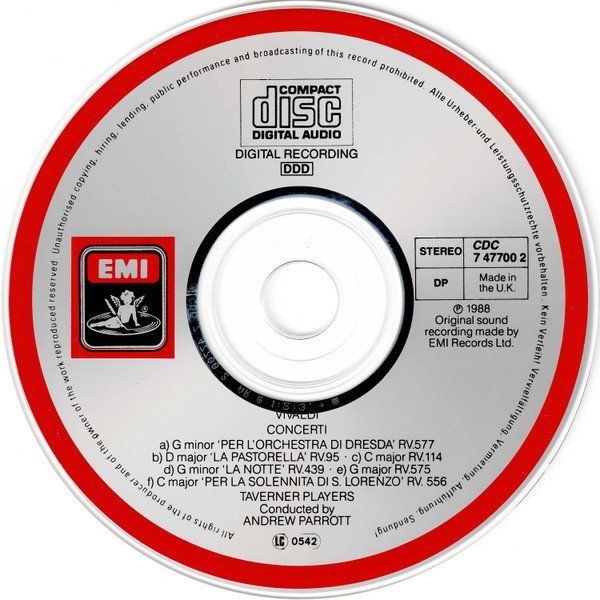 CD: Andrew Parrott plays Antonio Vivaldi – Usato da Unterbäch venduto da tuqsa 2