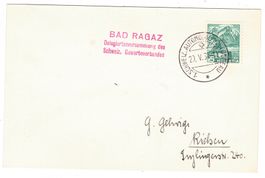 Carte de Bad Ragaz BPA A30 pour Riehen le 29.V.37
