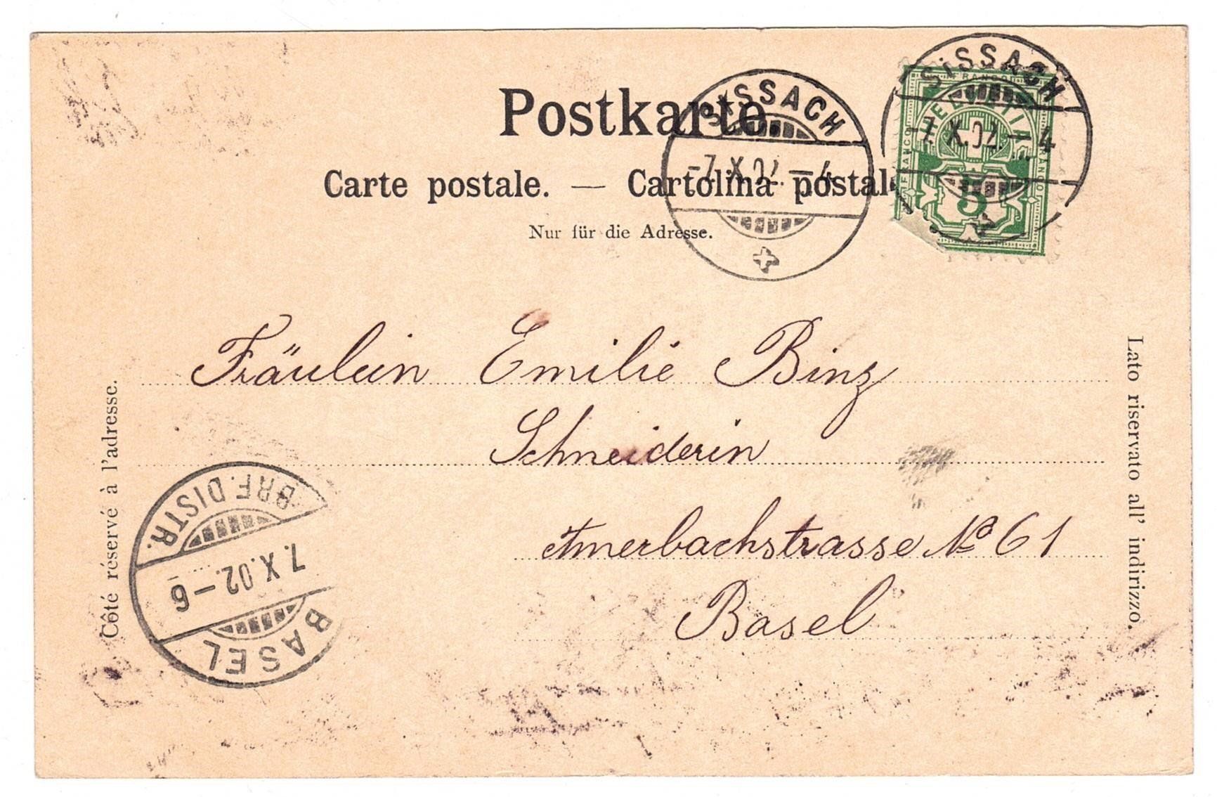 Cartoline postali: 1902 Sissach – Usato da Kreuzlingen venduto da Koi4 1