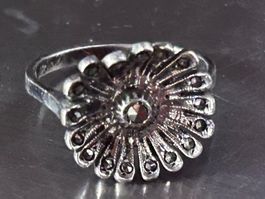 Silberring Markasit Blume Gr. 54 (Vintage)