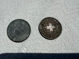 Rappen Münzen Schweiz 1865 & 1942 | Alte Bronze-Münze