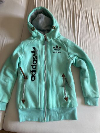 Gefütterter Mintgrüner Adidas Hoodie mit Reissverschluss GrM