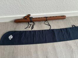 Indianische Flöte aus Holz mit Tasche guter Zustand