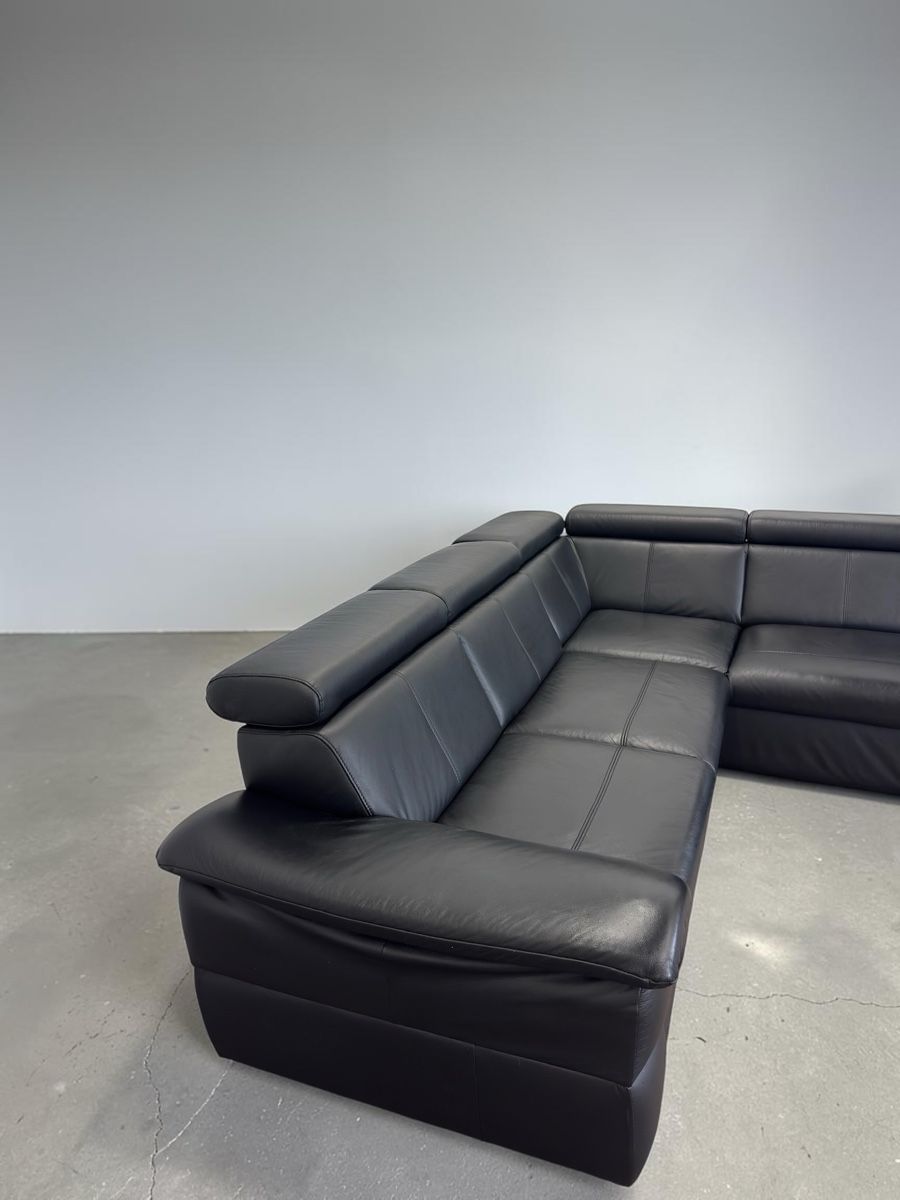Sofas: Ecksofa aus echtem Leder, schwarz, mit Bettfunktion – D'occasion à Fehraltorf par Sofalab.swiss 6