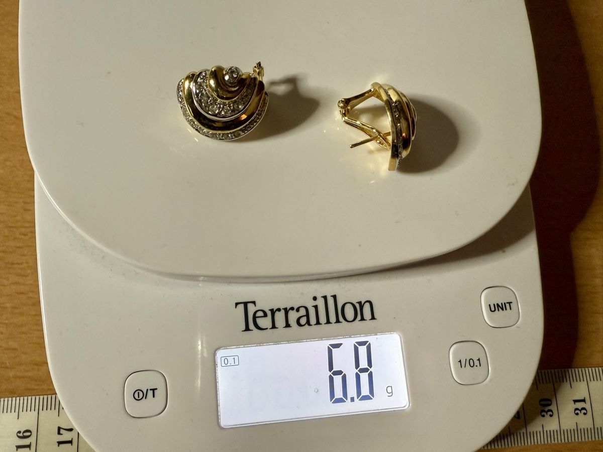 Ohrringe & -stecker: Goldfarbene Ohrringe mit Strasssteinen, Vintage – Gebraucht aus Lamone von LaCantinaMagica 8