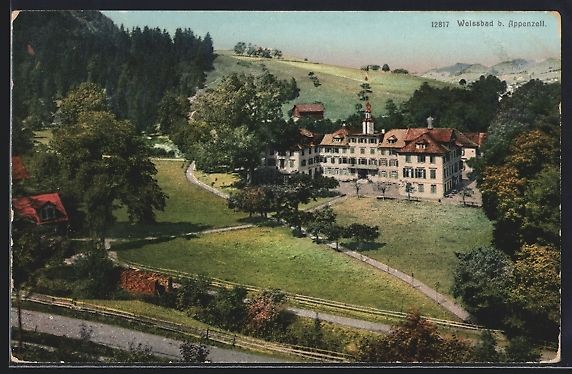 Cartoline postali: Weissbad bei Appenzell, Kurhotel mit Par – Usato da Berlin venduto da bartko-reher