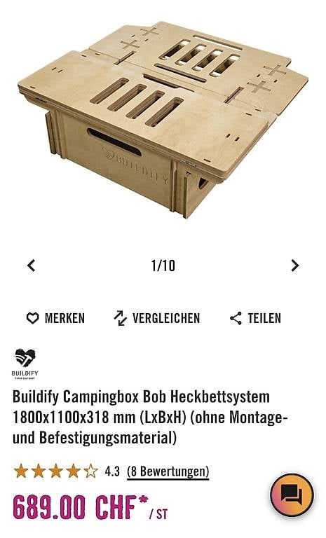 Betten: Buildify Campingbox Bob Heckbettsystem/Schlafsystem – Gebraucht aus Hünenberg von patrick___ 3