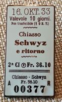 H334  SBB Billet Chiasso Schwyz 16.10.33