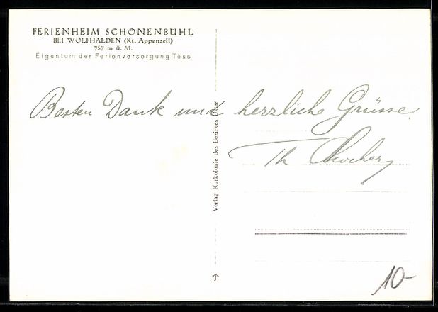 Ansichtskarten: Wolfhalden /Appenzell, Ferienheim Schone – Gebraucht aus Berlin von bartko-reher 1
