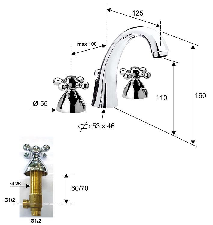 Rubinetteria: 3-Loch Waschtischmischer Classic hoch – Nuovo e nell'imballaggio originale da Ostermundigen venduto da kuendig-armaturen 1