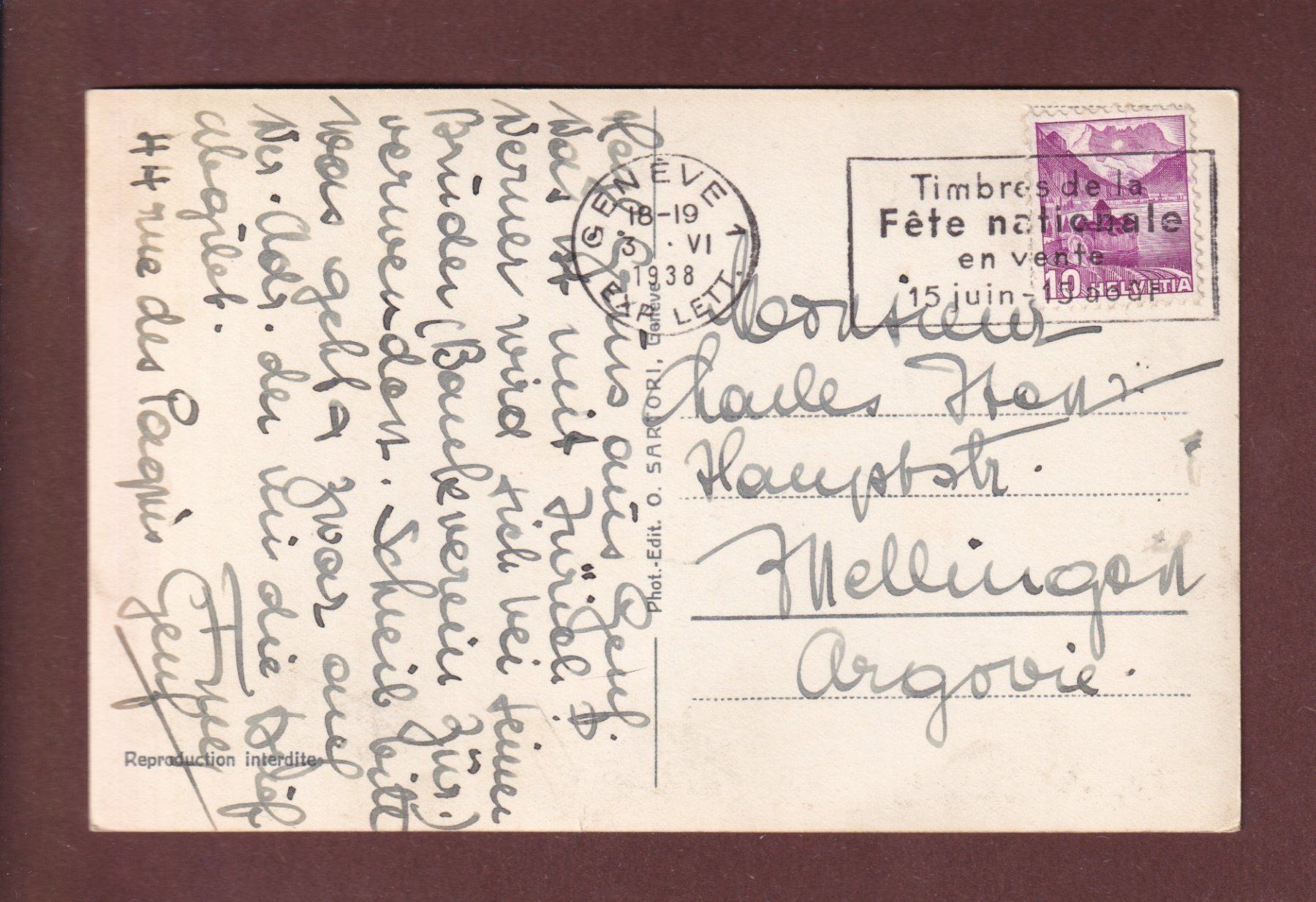 Cartoline postali: GENEVE - Monument Brunswick - Auto - 1938 – Usato da Pully venduto da nicecards-shop 1
