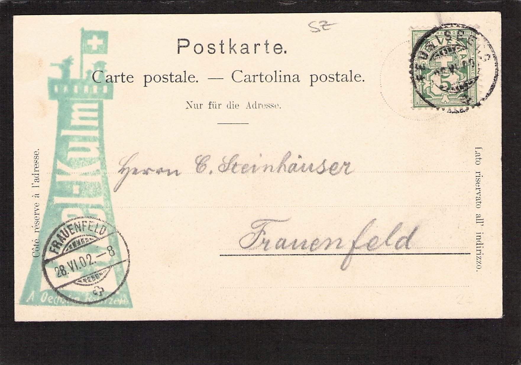 Cartoline postali: Panorama vom Etzel gegen Einsiedeln , gel. 1902 – Usato da Reichenburg venduto da Pipo-67 1