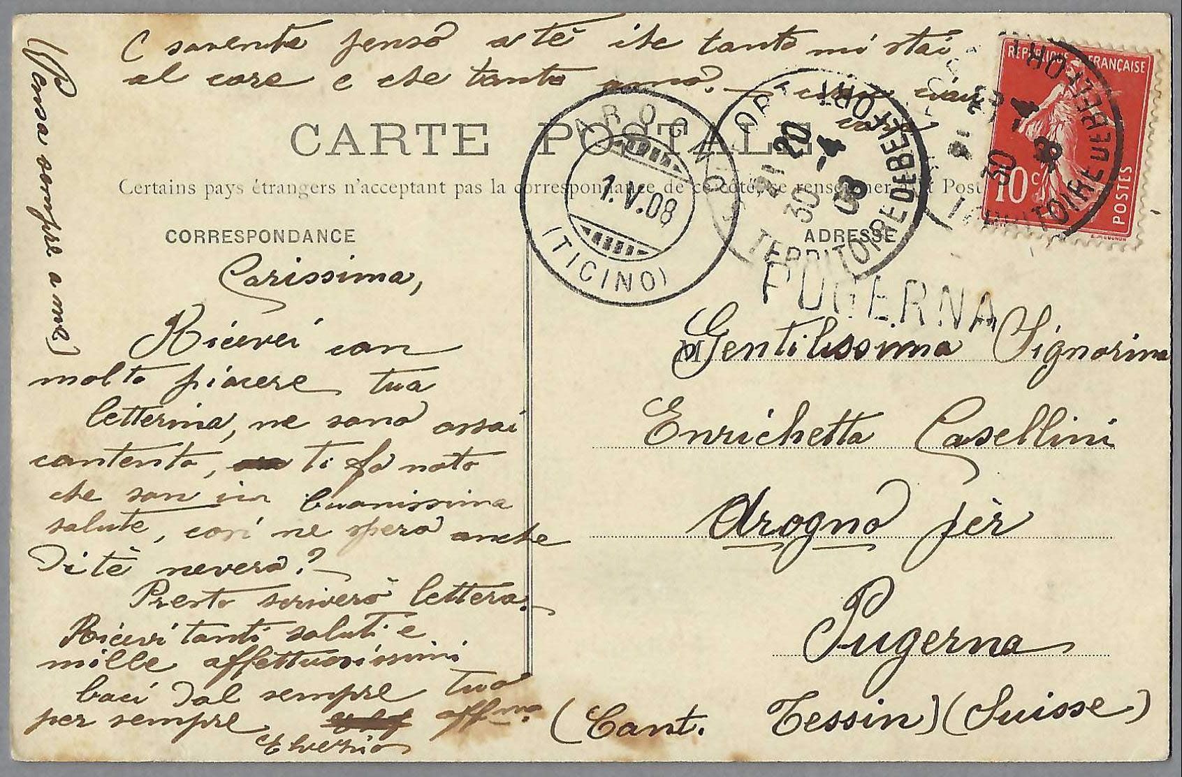 Tutti i francobolli: 1908, STAB-0 PUGERNA, ALS ANK.-0 VON BELFORT – Usato da Pura venduto da ulisse1957