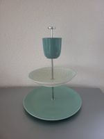 Etagere / Teller-Etagere, 3-stufig, türkis/weiss
