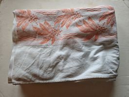 Bettlaken weiss mit Blumenmuster orange gebraucht