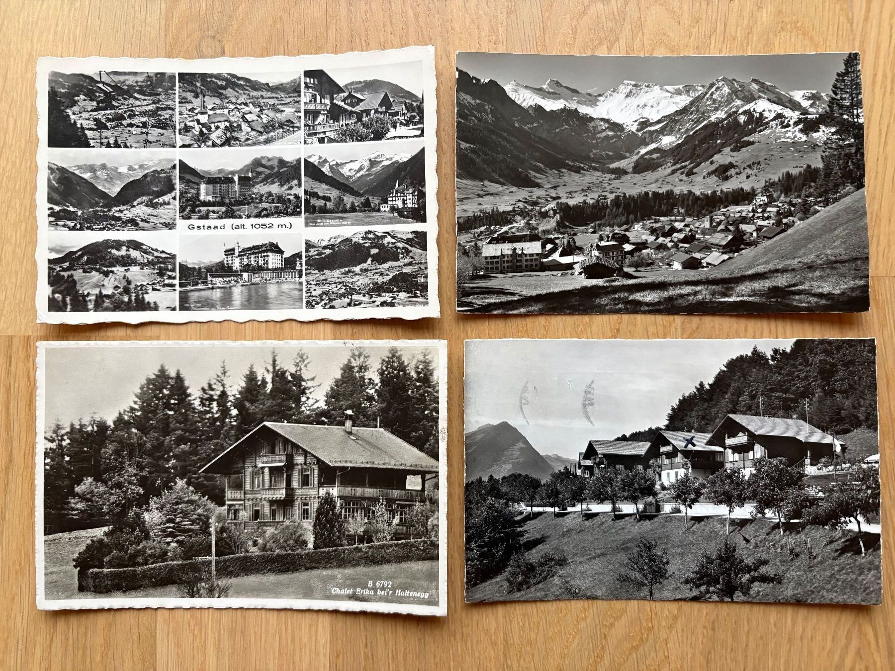 Cartoline postali: 4 Postkarten vom Berner Oberland, von 1948-1958 – Usato da Biel/Bienne venduto da TomBaBi