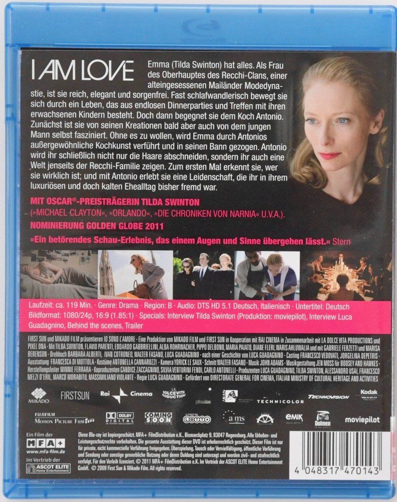 Tutti i DVDs: I AM LOVE mit Tilda Swinton – Usato da Remetschwil venduto da ufischer19 1