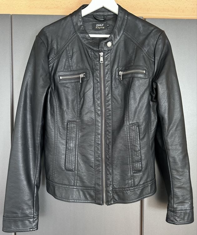 Only Kunstlederjacke Schwarz Grösse 42 Top Zustand (Neu (gemäss