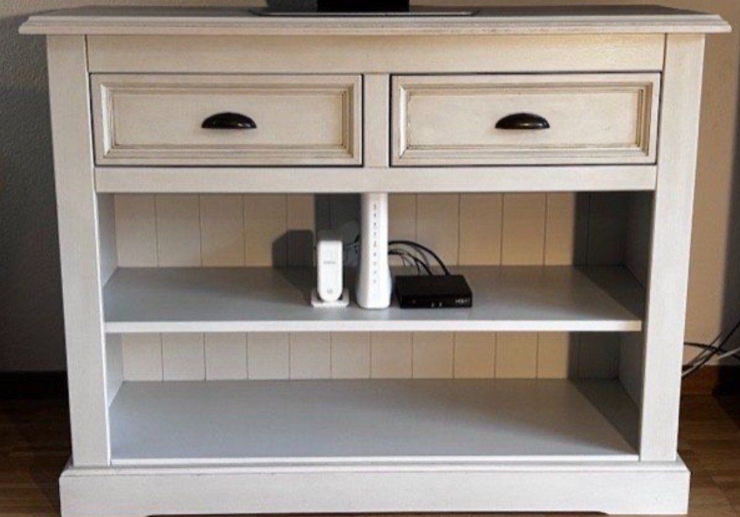 Maisons du monde Kommoden: Kommode weiss aus Pinienholz mit 2 Schubladen – Gebraucht aus Riehen von Inzi23