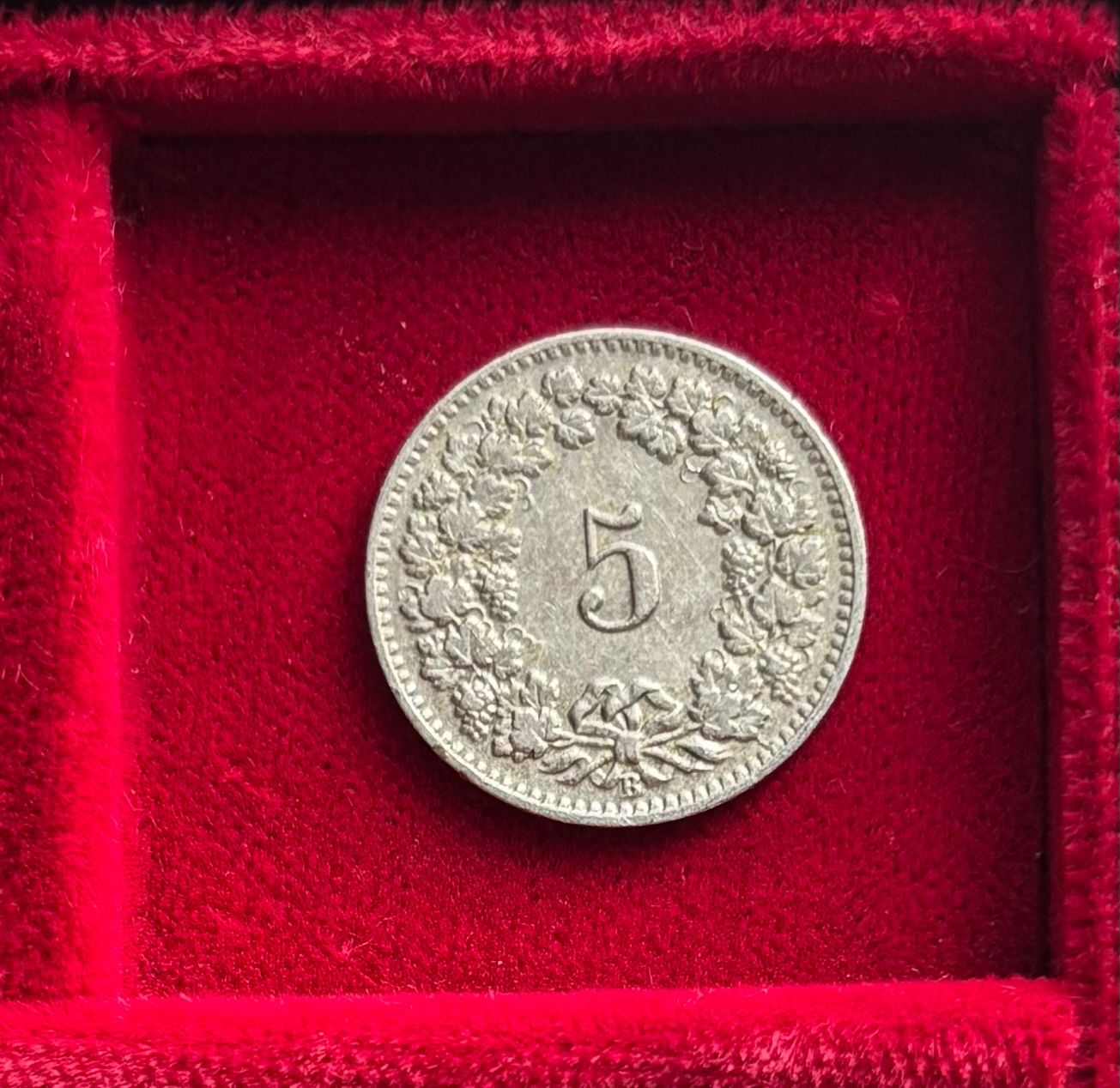 Alle Münzen: Schweiz 5 Rappen 1908  B in Münzrähmchen – Gebraucht aus Speicher von CH-Schatzkammer 1