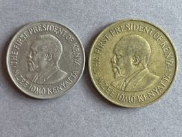 2 Kenia Münzen 1 Shilling 1974 und 10 Cents 1978 gebraucht