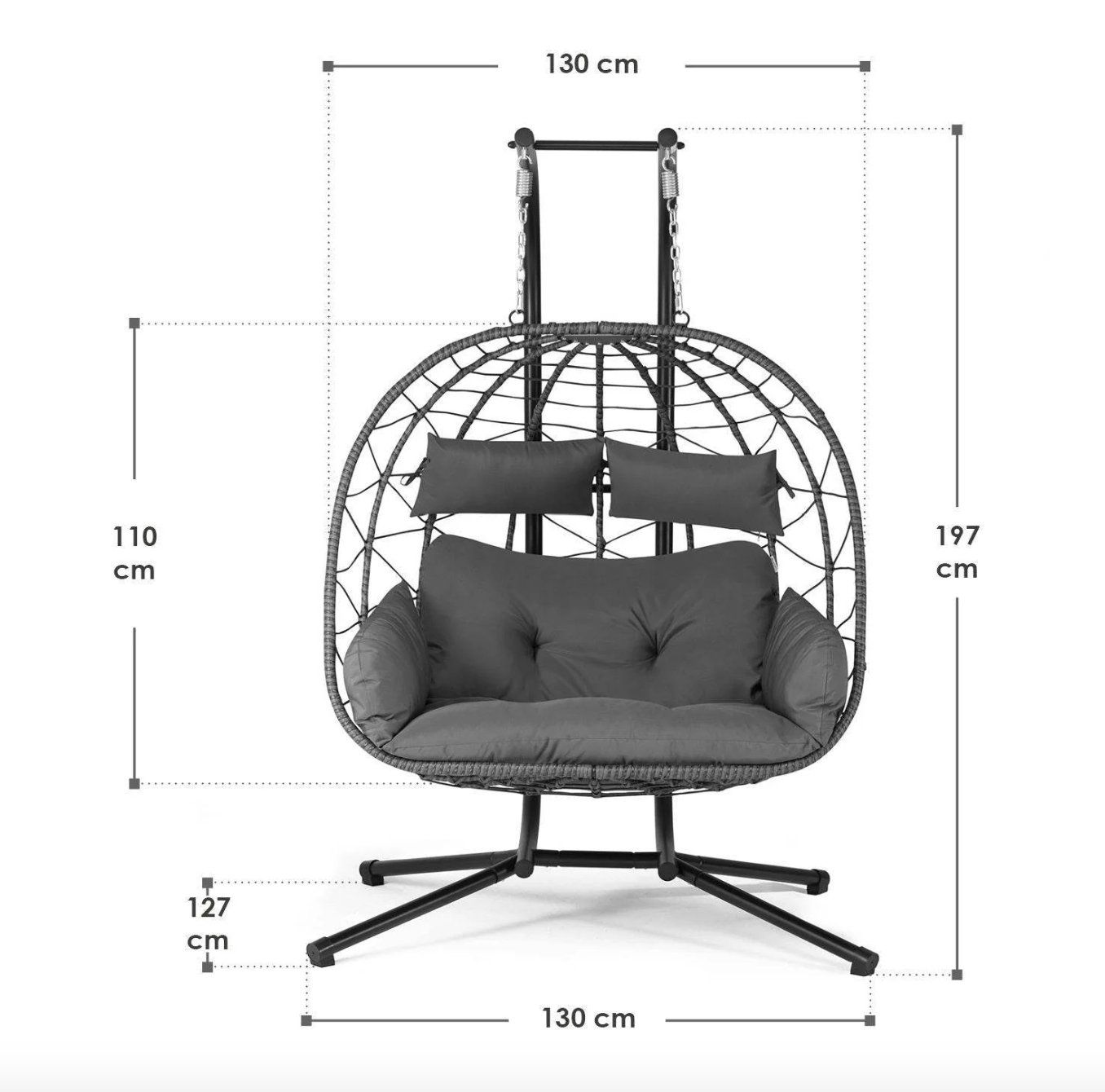 Poltrone pensili da giardino: Polyrattan Doppel Hängesessel Aria + Gestell -Gratis Versand – Nuovo e nell'imballaggio originale da Kleinwangen venduto da meinwarenkorb.ch 5