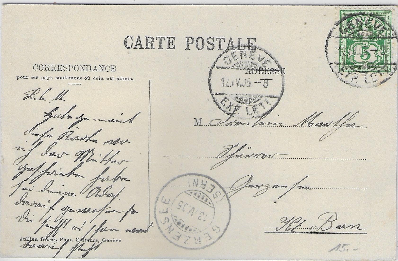 Cartoline postali: Geneve - Hotel des Postes - animee – Usato da Ettingen venduto da Kartenplanet 1