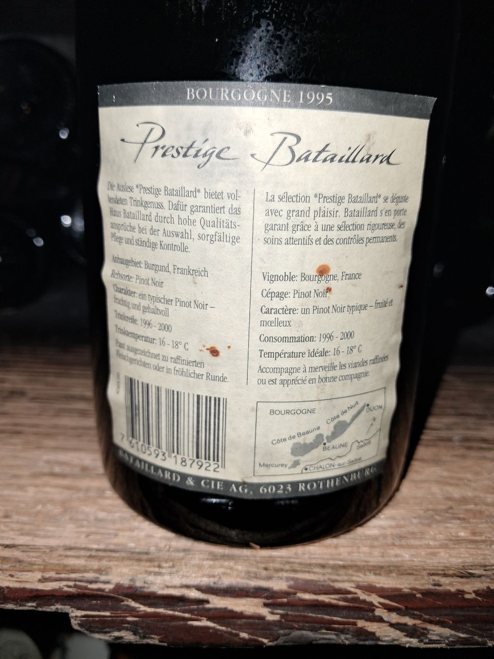 Wein: Bourgogne Pinot Noir Prestige Bataillard 1995 – Neu und originalverpackt aus Le locle von juliensaran 3
