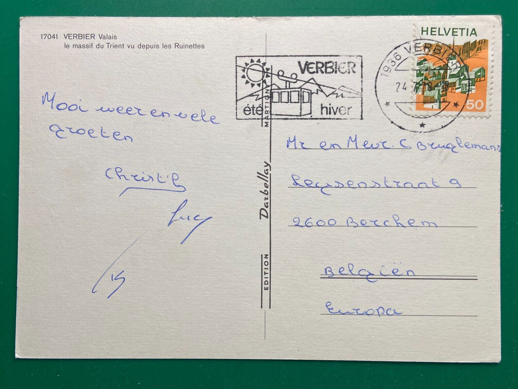 Cartoline postali: Verbier - le massif du Trient – Usato da Steg VS venduto da danwer74 1